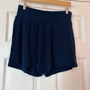 Cozy Earth Women's Ribbed Kniy Navy Lounge Shorts